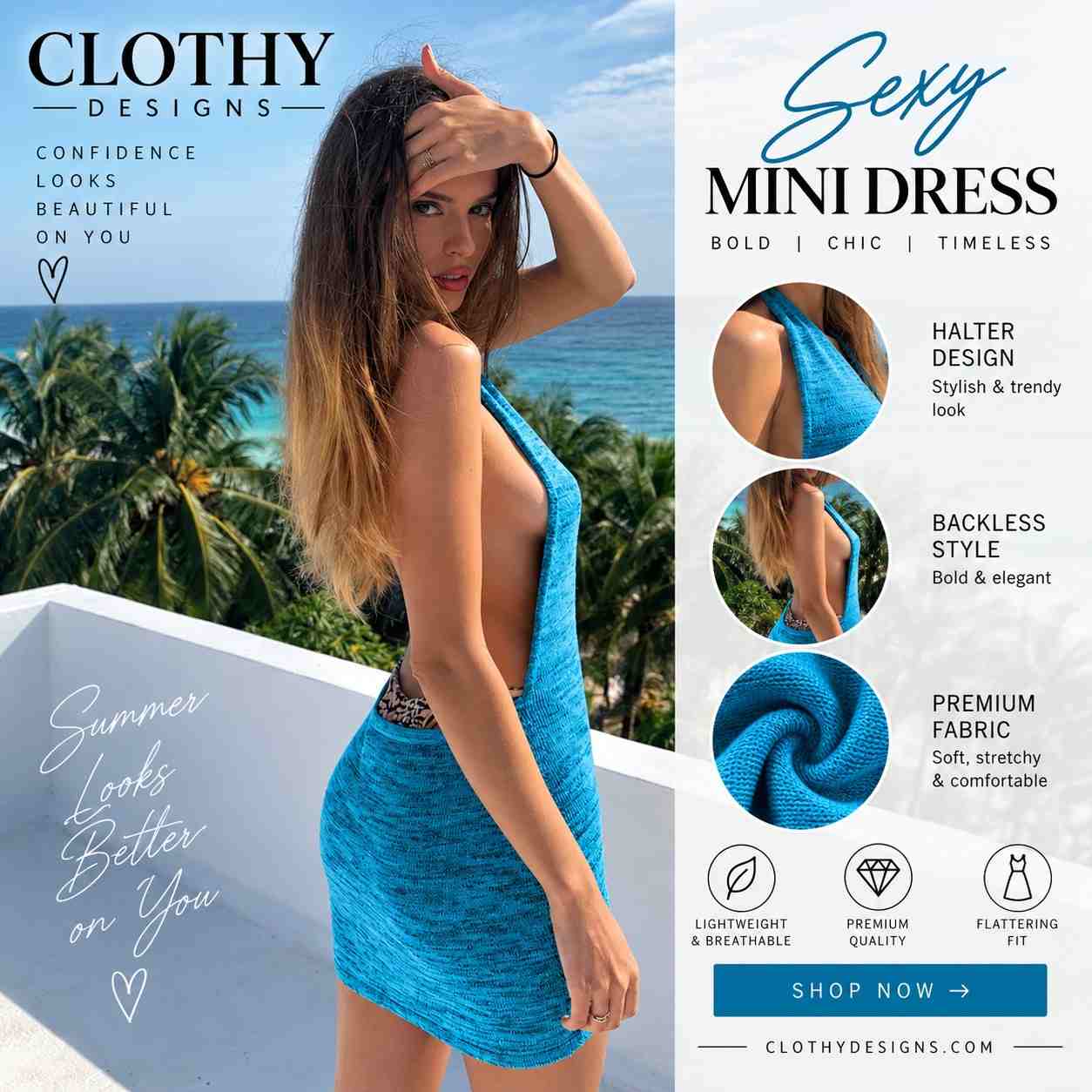 Women's Halter Backless Mini Dress – Sleeveless Bodycon Knitted Club & Party Dress
